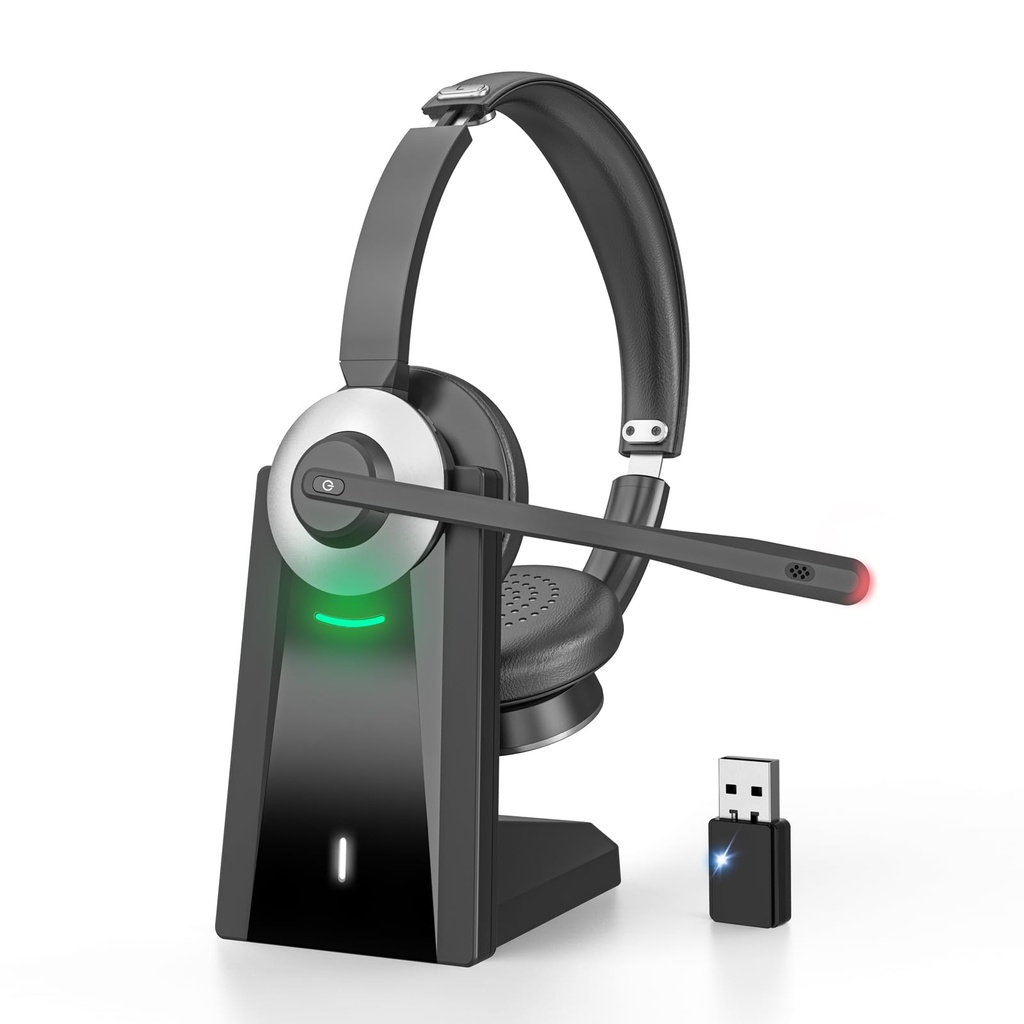 Earbay Wireless Headset with Microphone, Bluetooth Headphones with Mic AI Noise Canceling &