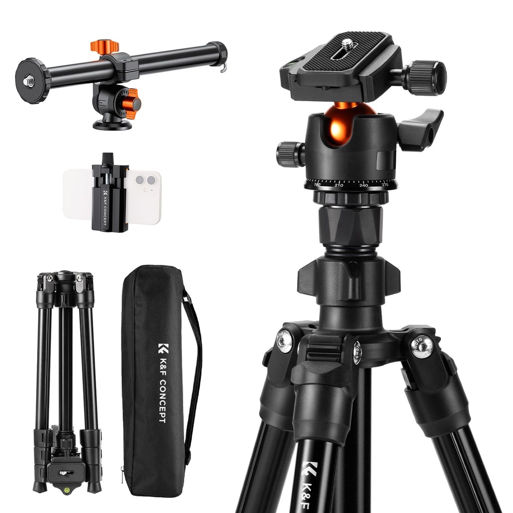 K&F Concept 76 inch Camera Tripod with Rotatable Multi-Angle Center Column