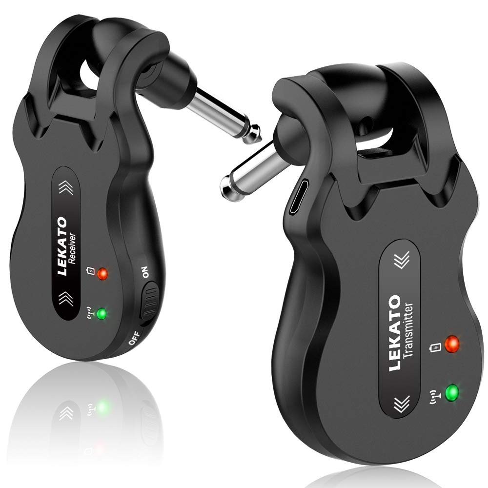 LEKATO 5.8GHz Wireless Guitar System - Rechargeable Digital Transmitter & Receiver with Stro