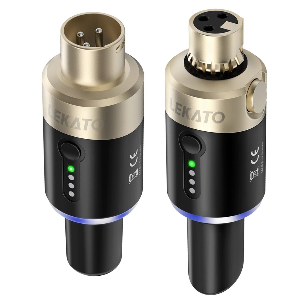 LEKATO 5.8GHz XLR Wireless Microphone Transmitter Receiver,XLR Microphone System Plug-on Rec