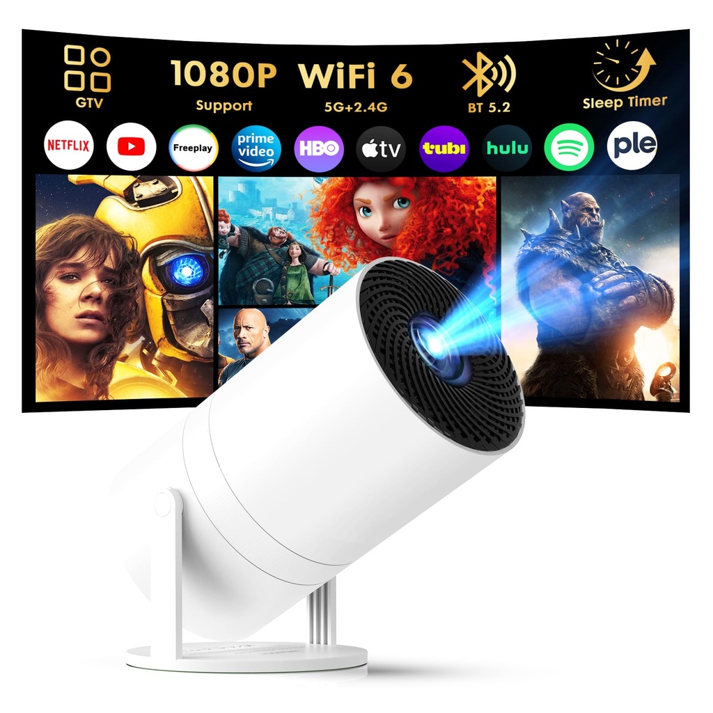 GTV & AI Voice Control Tecaki Mini Projector, Portable Projector 