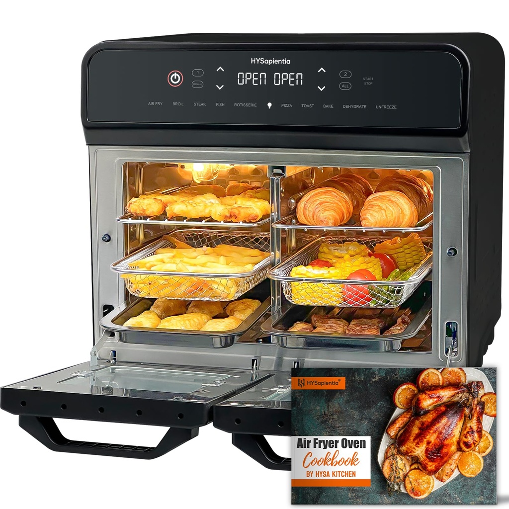 HYSapientia® 22L Dual Zone Air Fryer Oven With Rotisserie, Large Double Air fryers Mini Oven