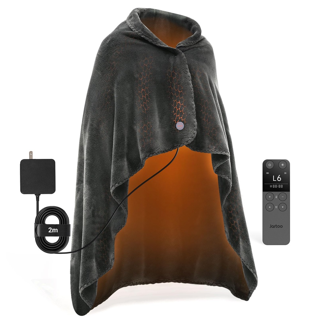 Jartoo Nano Heated Blanket Electric Throw, Portable Washable Heated Shawl Wraps