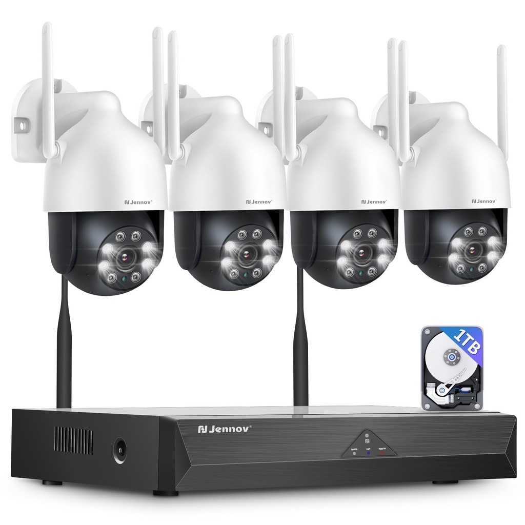 Jennov 5MP+360 Wireless Security Camera System, 10CH NVR CCTV Camera System