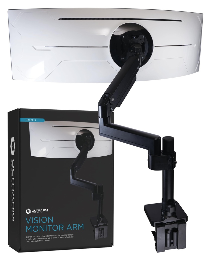 ULTRARM Heavy Duty Monitor Arm for Ultrawide Monitors up to 57" and 44 lbs, Single Desk Stand