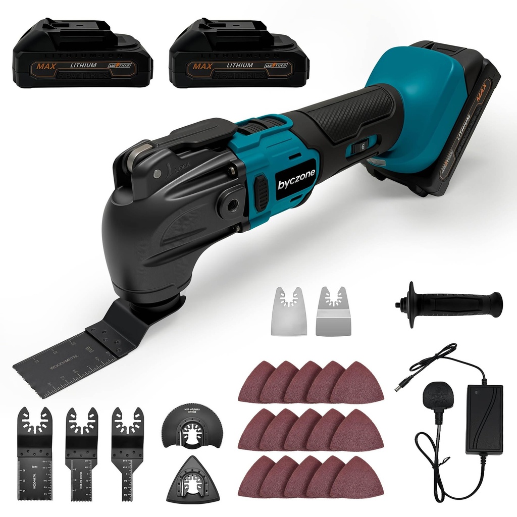 Cordless Oscillating Multitool with 2x2000mAh Battery, Cordless Multi Tools