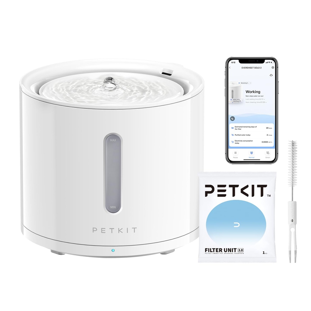 PETKIT Cat Water Fountain for Drinking, EVERSWEET SOLO 2, App Control Cat Fountain 2L, Ultra