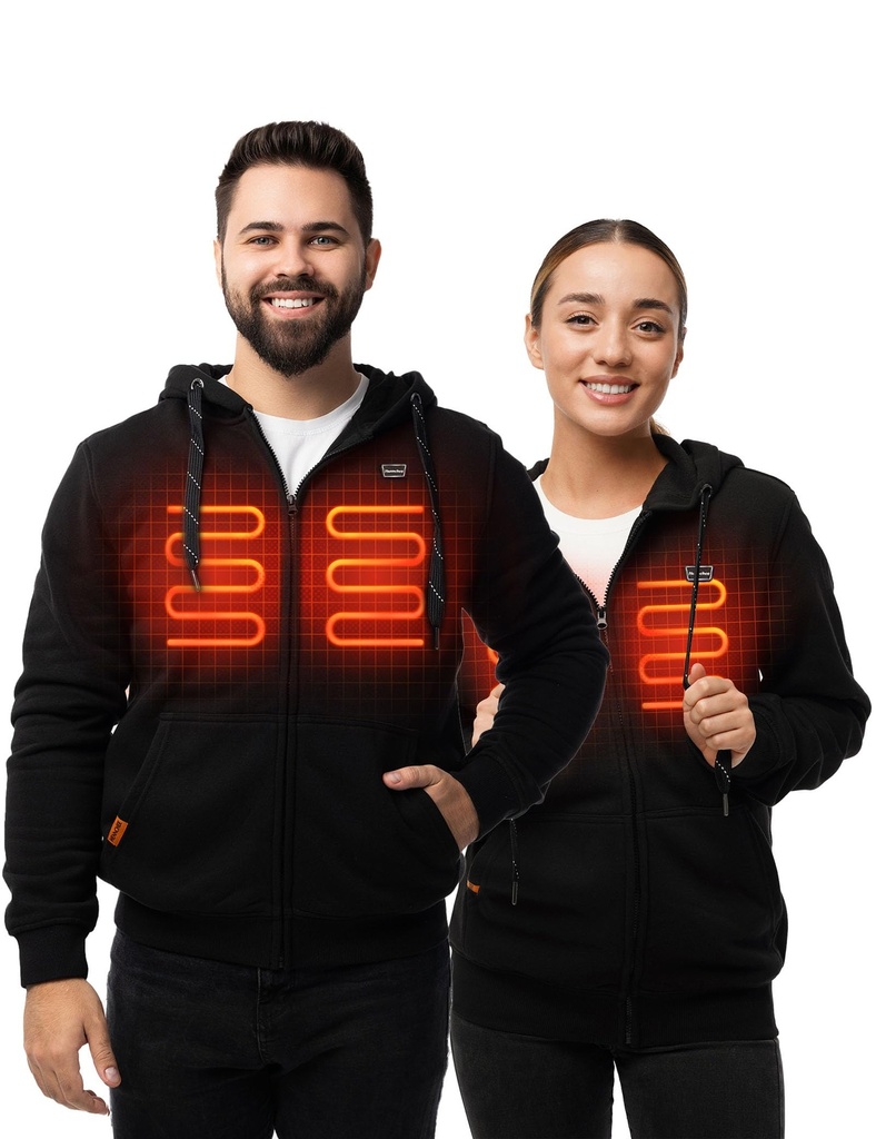 HENNCHEE Heated Hoodies for Men Women with Battery Pack, Zip Up Hooded Sweatshirt, Heating