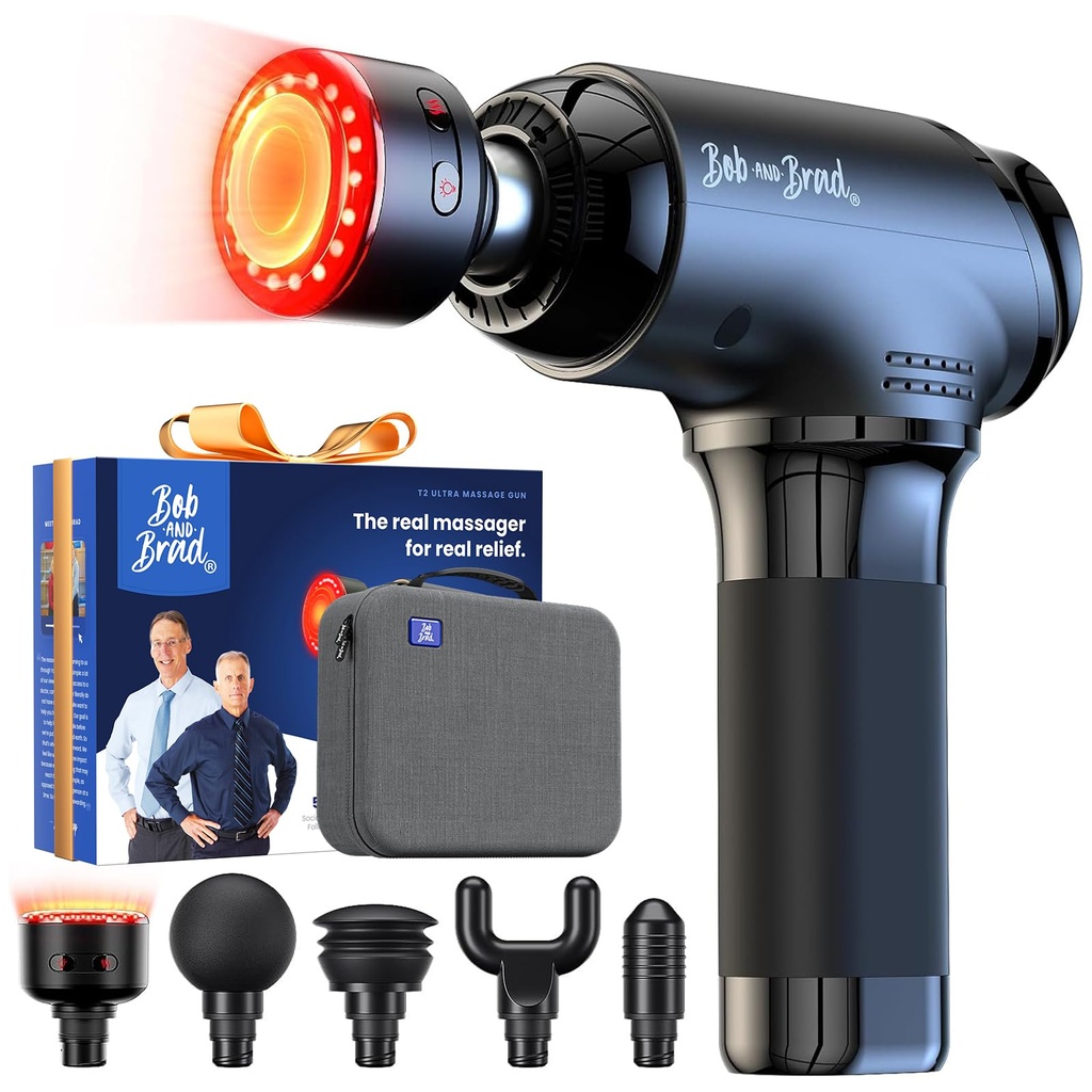 BOB AND BRAD T2 Ultra Massage Gun with Heat and Red LED Therapy, Professional Massager Gun 
