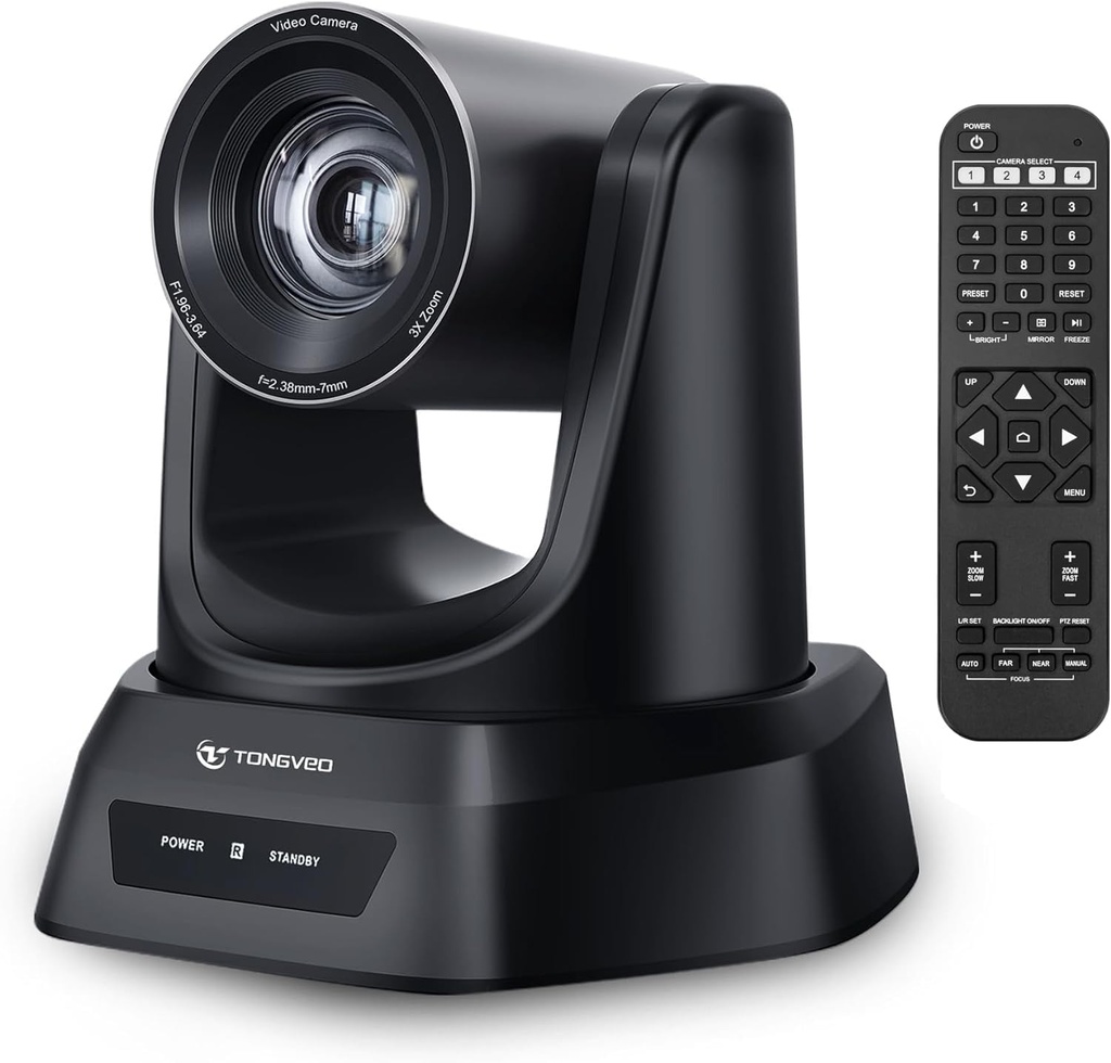 TONGVEO Conference Room PTZ Camera System | 1080P 60fps with 3X Optical Zoom, USB3.0, HDMI S