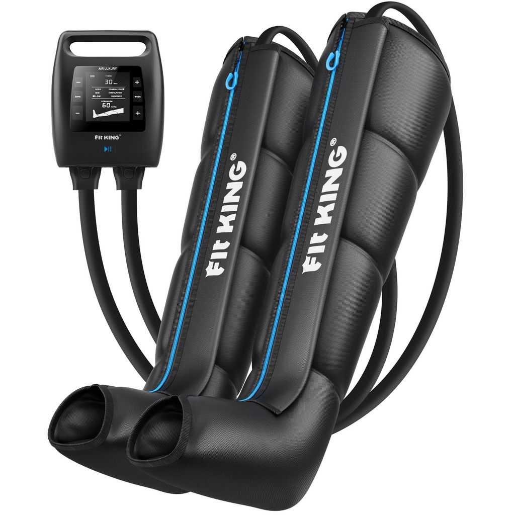 FIT KING Air Compression Recovery System, Rechargeable Full Leg Massage Boots, Sequential Co