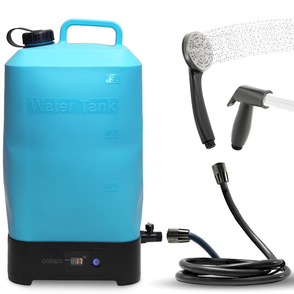 Colapz Portable Electric Camping Shower with Battery & 15L Water Tank Outdoor Heated