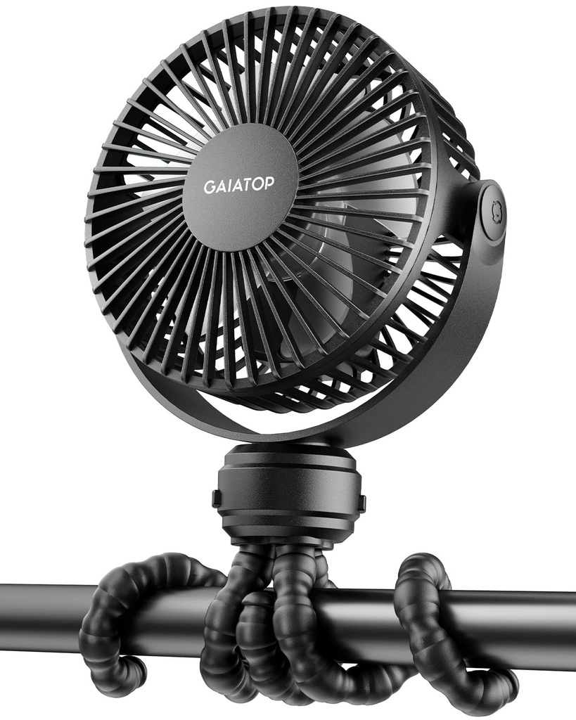 gaiatop Mini Portable Pram Fan, Rechargeable Small Clip on Fan for Stroller, Detachable 3 Sp