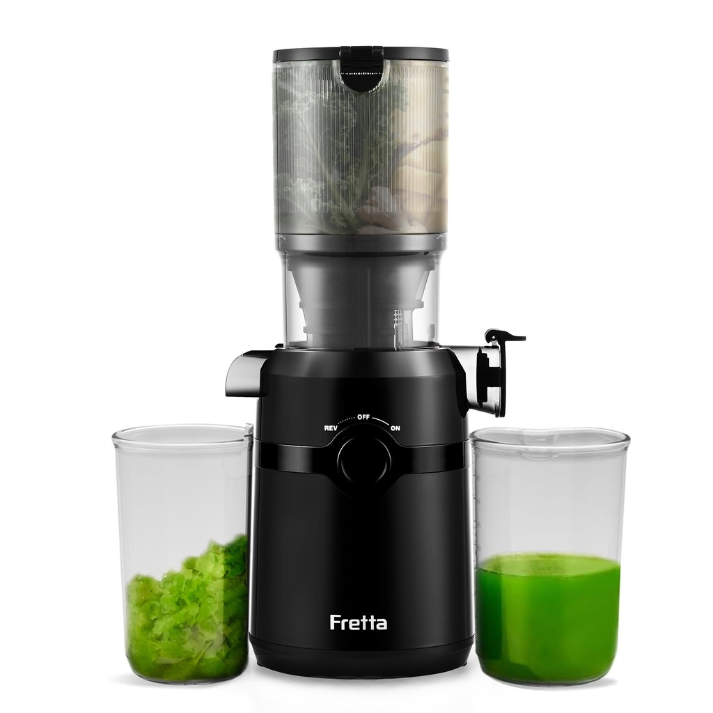 Fretta Cold Press Juicer Machines, Self-Feeding juicer with 108mm&1.0L Feeding Chute