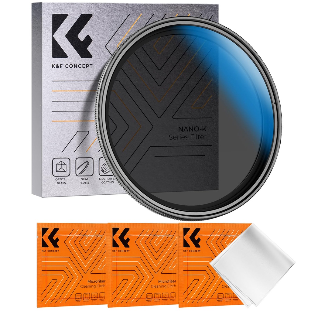 K&F CONCEPT 40.5mm Variable ND2- ND32 Filter, 5-stop Adjustable ND Waterproof Optical Glass