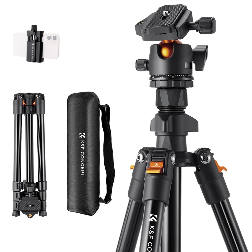 K&F CONCEPT 64inch/163cm Camera Tripod, Lightweight Aluminum Travel Outdoor Tripod