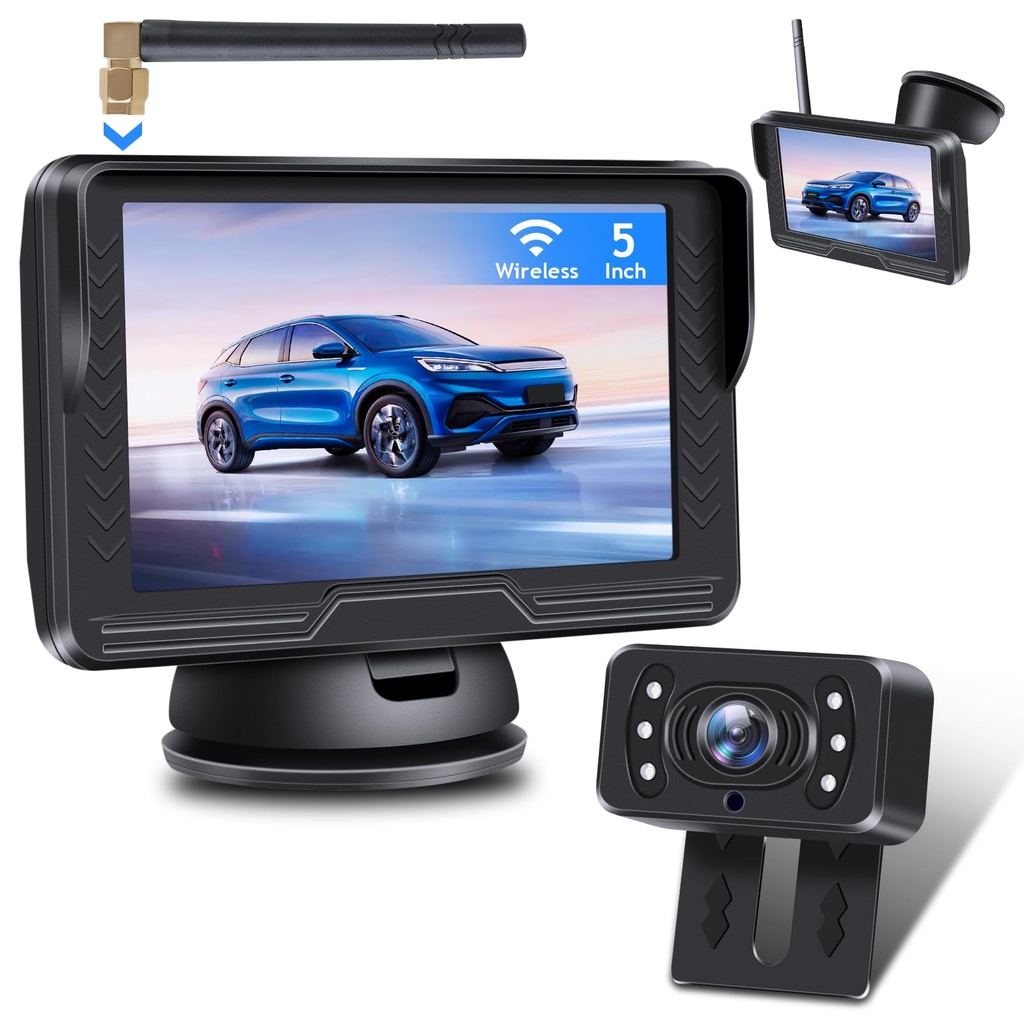 Vtopek Wireless Reversing Camera 5 inch 6 LED Light Reverse Rear View Cameras Large Wide Angle Lens