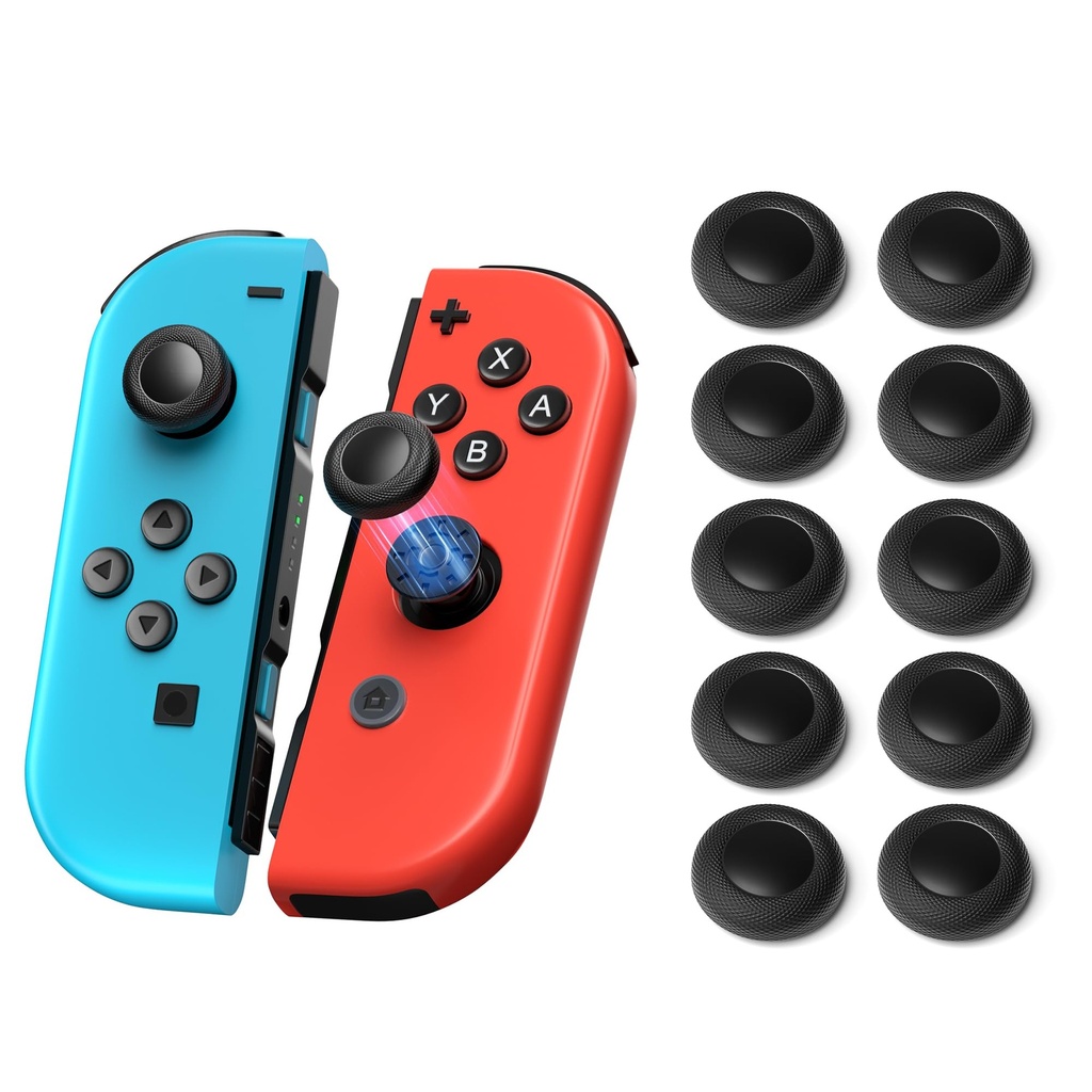 NEWDERY Joystick Replacement Thumb Grips for Nintendo Switch, Non-Slip Laser Textured Grip D