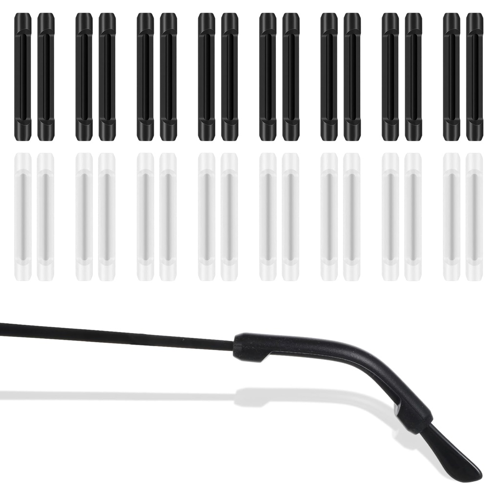 16 Pairs Silicone Temple Tips for Eyeglasses, Soft Glasses Anti Slip Glasses Grip, Eyeglass