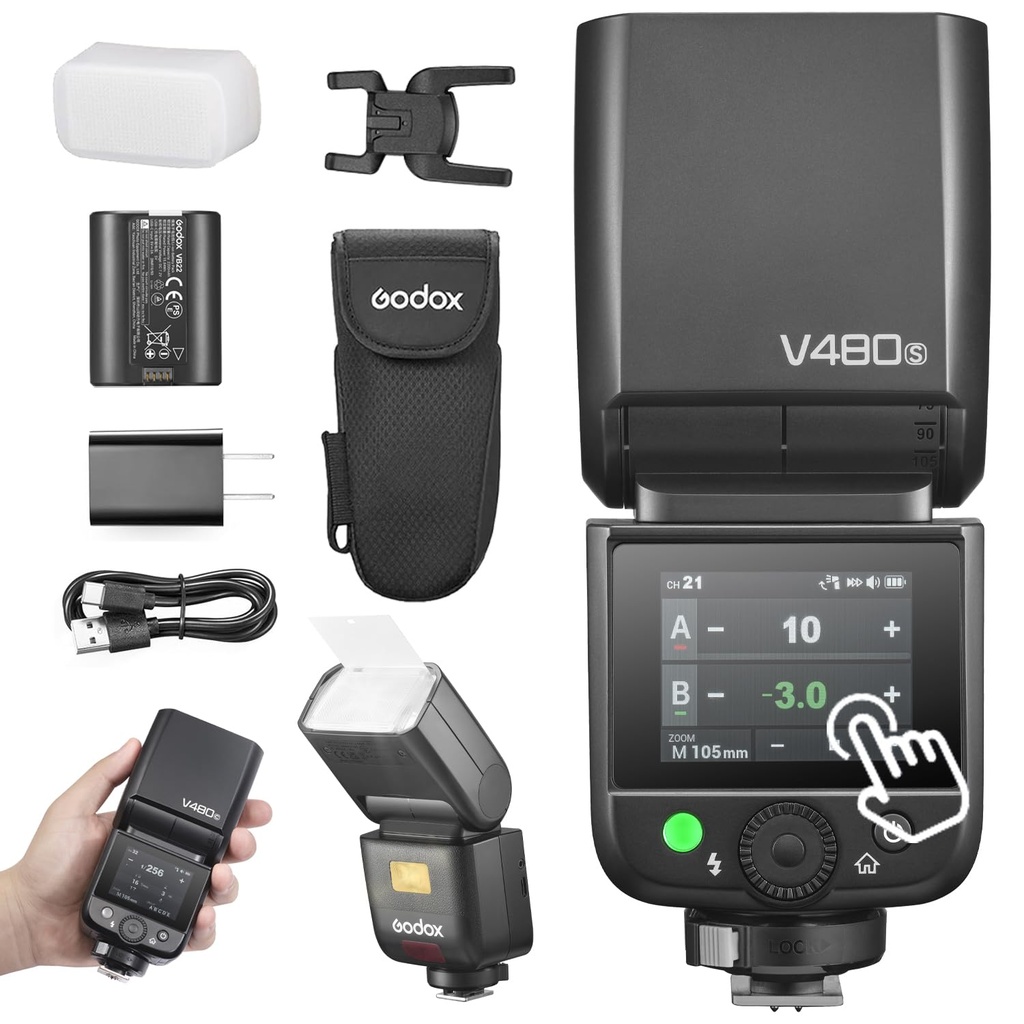 Godox V480 Flash V480S Camera Flash, Built-in Lithium Battery, 1/8000 HSS, 2.4GX Wireless 