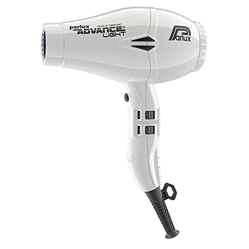 Parlux Advance Light Ionic and Ceramic Hair Dryer in White. Powerful, Quiet Lightweight Blow