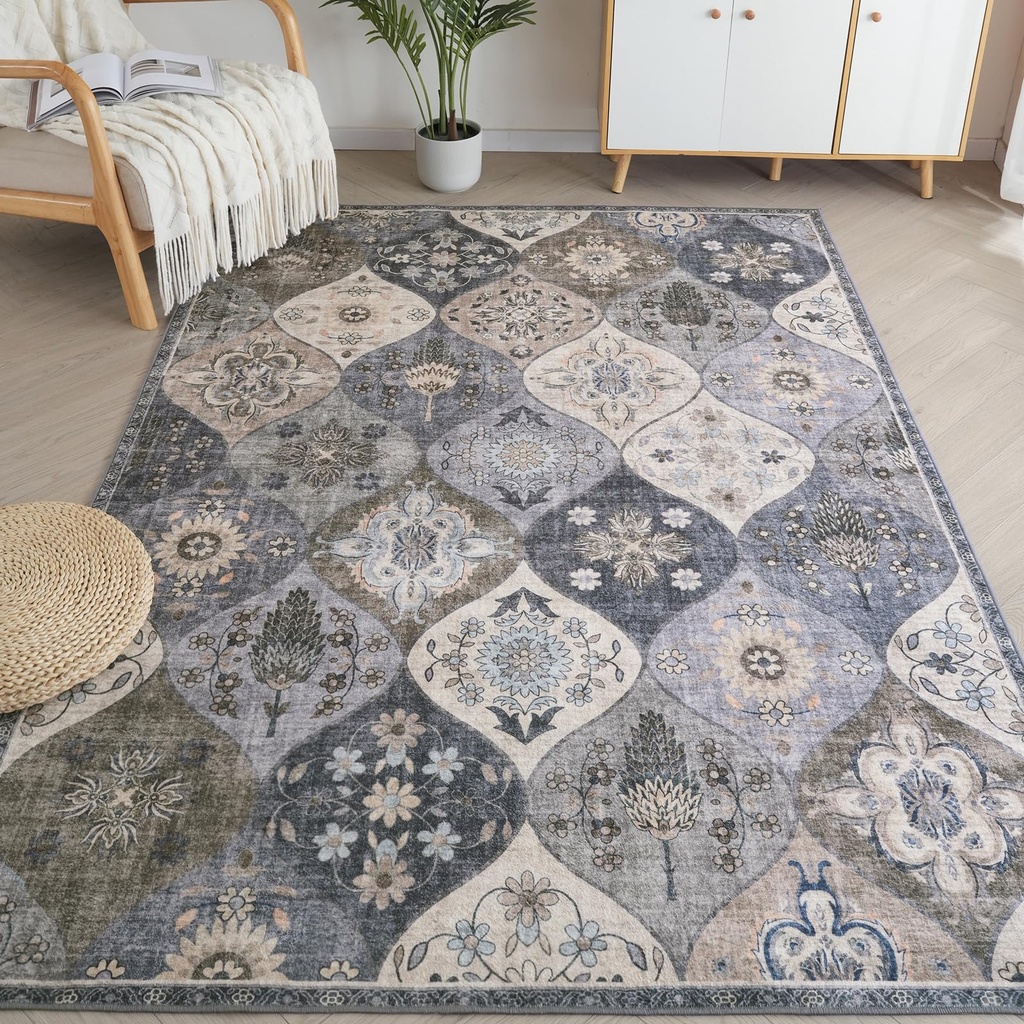 Xfrog Moroccan Trellis Area Rug 200x300cm, Washable Non-Slip Oriental Accent for Living Room