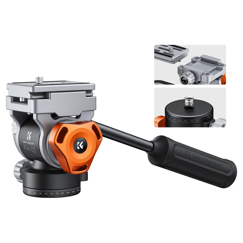 K&F CONCEPT Tripod Fluid Head with Flexible 360 Pan 