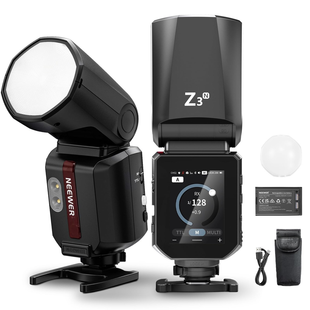 NEEWER 100Ws 2.4G TTL Round Head Flash Speedlite Compatible with Nikon Cameras, 1/8000s HSS,