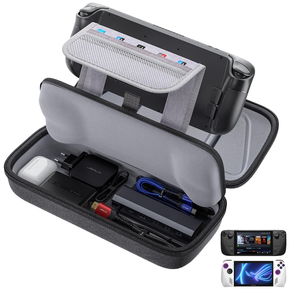 JSAUX Carrying Case Compatible with Steam Deck & ROG Ally, Protective Hard Shell Carry Case