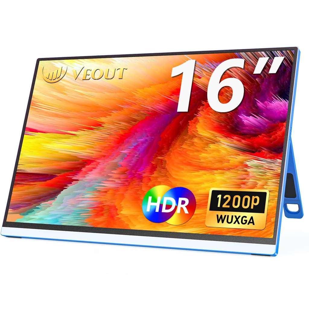 Veout 16" Portable Monitor, 1920?Ã¹1200P IPS Laptop Screen with USB-C, HDMI Gaming Monitor