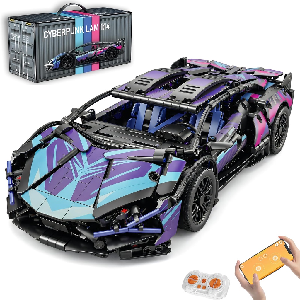AoreSpty 1280pcs RC Toy Cars Kit, 1:14 Scale STEM Building Blocks with 2.4GHz Remote