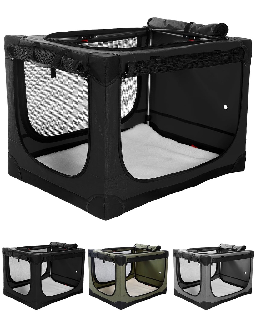 derimkcoa 76 * 54 * 54CM Collapsible Travel Dog Crate, Portable Soft Dog Kennel for Medium Dogs