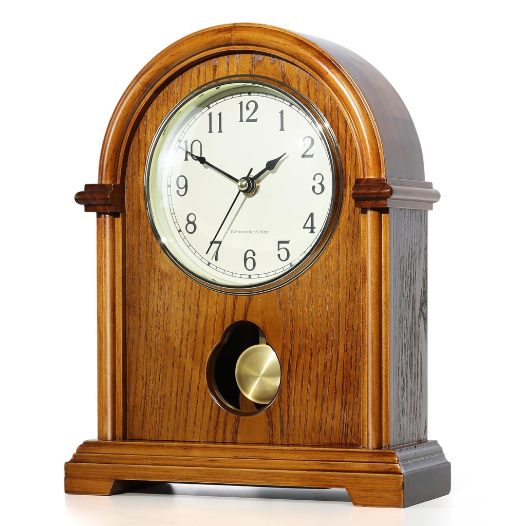 AYRELY® Grandfather Mantel Clock with Hour & Quarter-Hour Chime, Elegant Wooden Frame