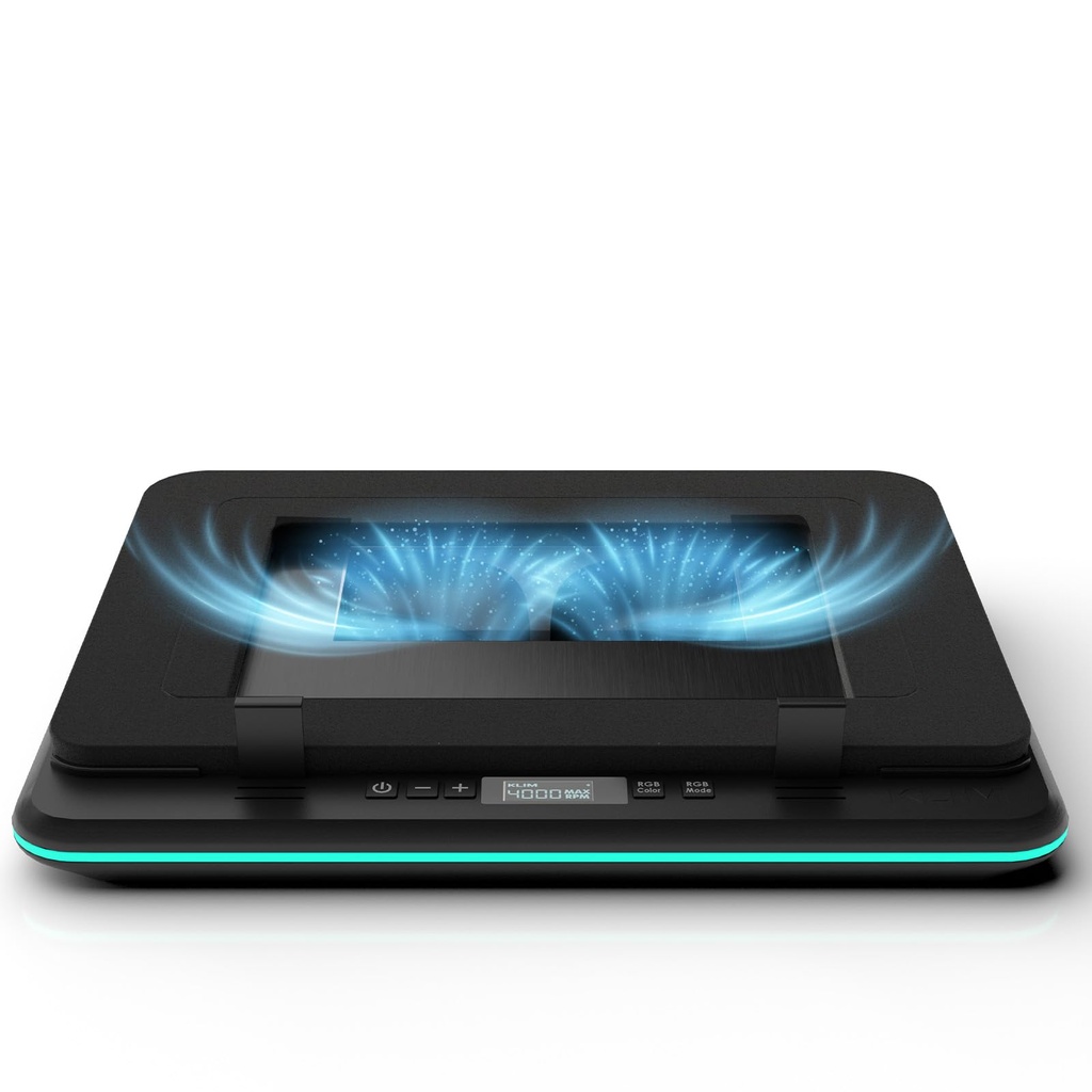 KLIM Turbofrost Laptop Cooling Pad for Gaming Ã¢Â€Â“ 4 x 4000 RPM Turbo Fans, RGB Lighting,