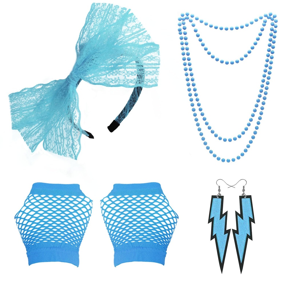 Grantop 80s Fancy Dress Costume Accessories for Women, 1980s Fancy Party Costume Set with L