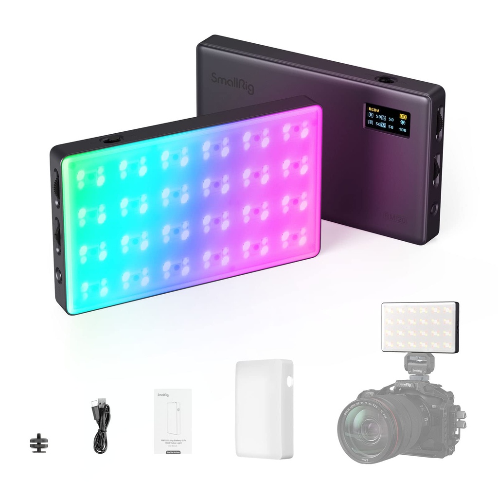 SMALLRIG RM120 RGB Video Light, Camera Light Panel, Portable Photography Light with 5000 mA