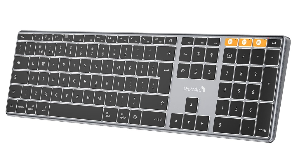 ProtoArc Backlit Wireless Keyboard for Mac, K110-A Aluminum Full Size Bluetooth Keyboard