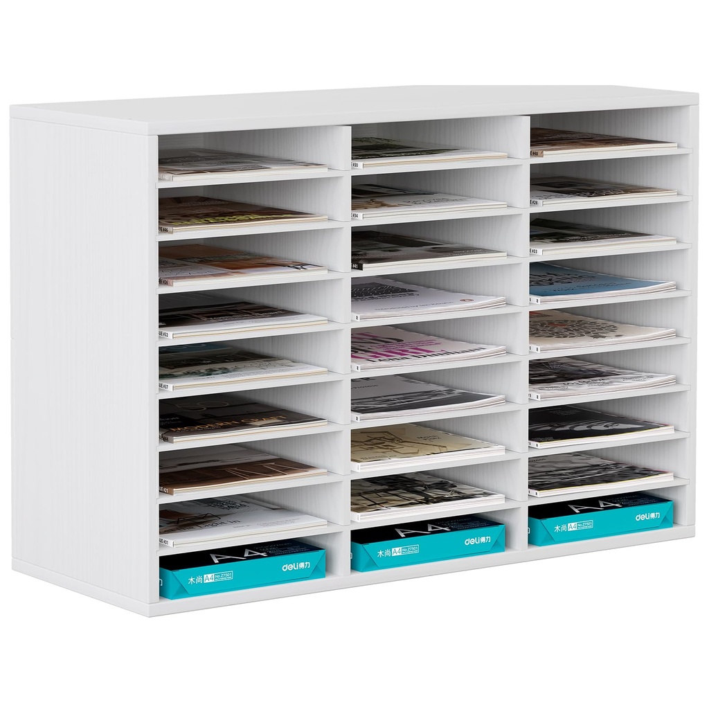 EasyPAG Wood Desktop 9 Tier 27 Compartments A4 Filing Tray Office Desk Tidy Mail Sorter