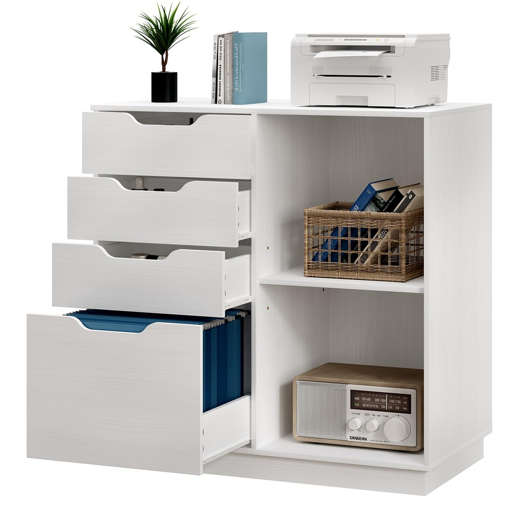 EasyPAG 4 Drawer Wood Lateral File Cabinet, A4 Letter Size Suspension File Hanging Folder
