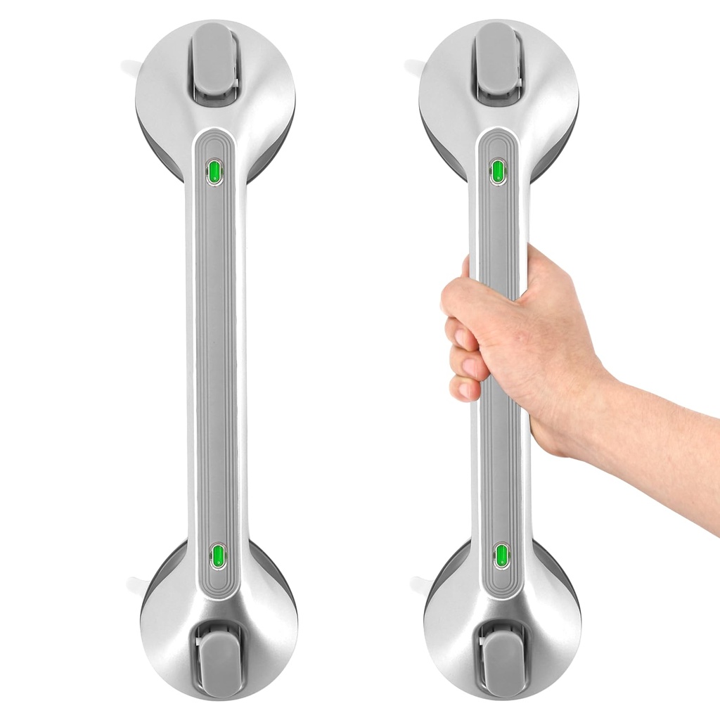 Newthinking Long Suction Grab Rails for Bathroom, 16inch Suction Shower Handle with Indicator