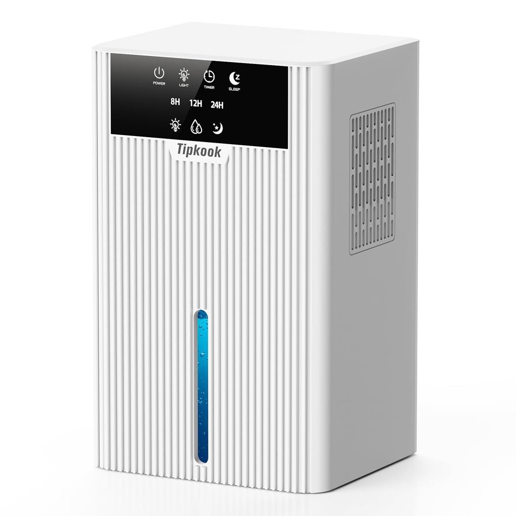 Tipkook Dehumidifier, 2.4L Portable Dehumidifier for Bedroom, 24H Timer, 3 Modes, 10-Colours