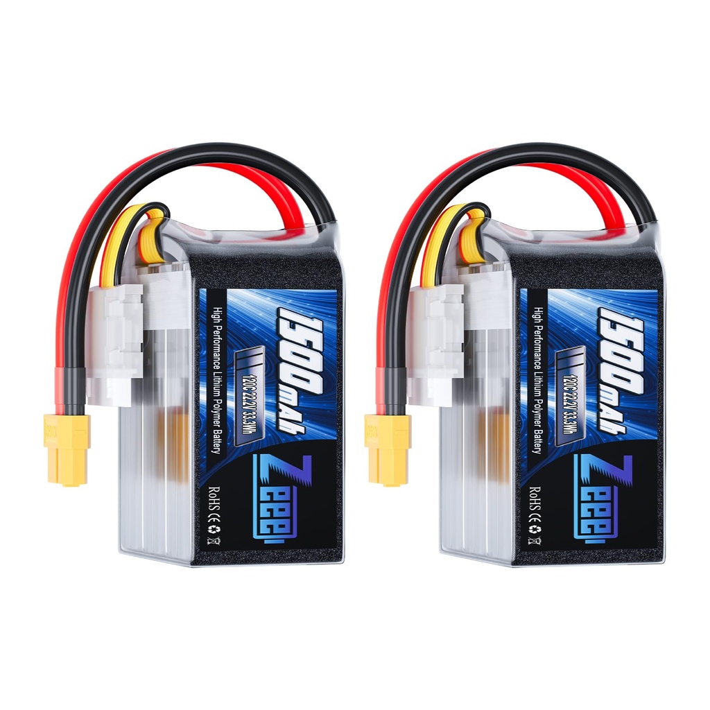Zeee 6S 1500mAh Lipo Battery 22.2V 120C with XT60 Plug RC Graphene Battery for FPV Drone
