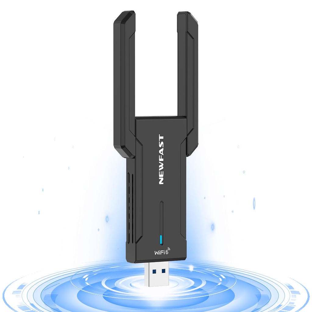 NEWFAST WiFi E6 Dongle AXE5400Mbps USB WiFi Dongle 6GHZ/5GHz/2.4GHz USB3.0 Wi-Fi Adapter 
