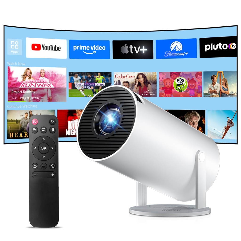 [2026 Upgraded & 4K/8K Support]HY300Pro Mini Projector with WiFi6 Bluetooth 5.4,Smart Portab