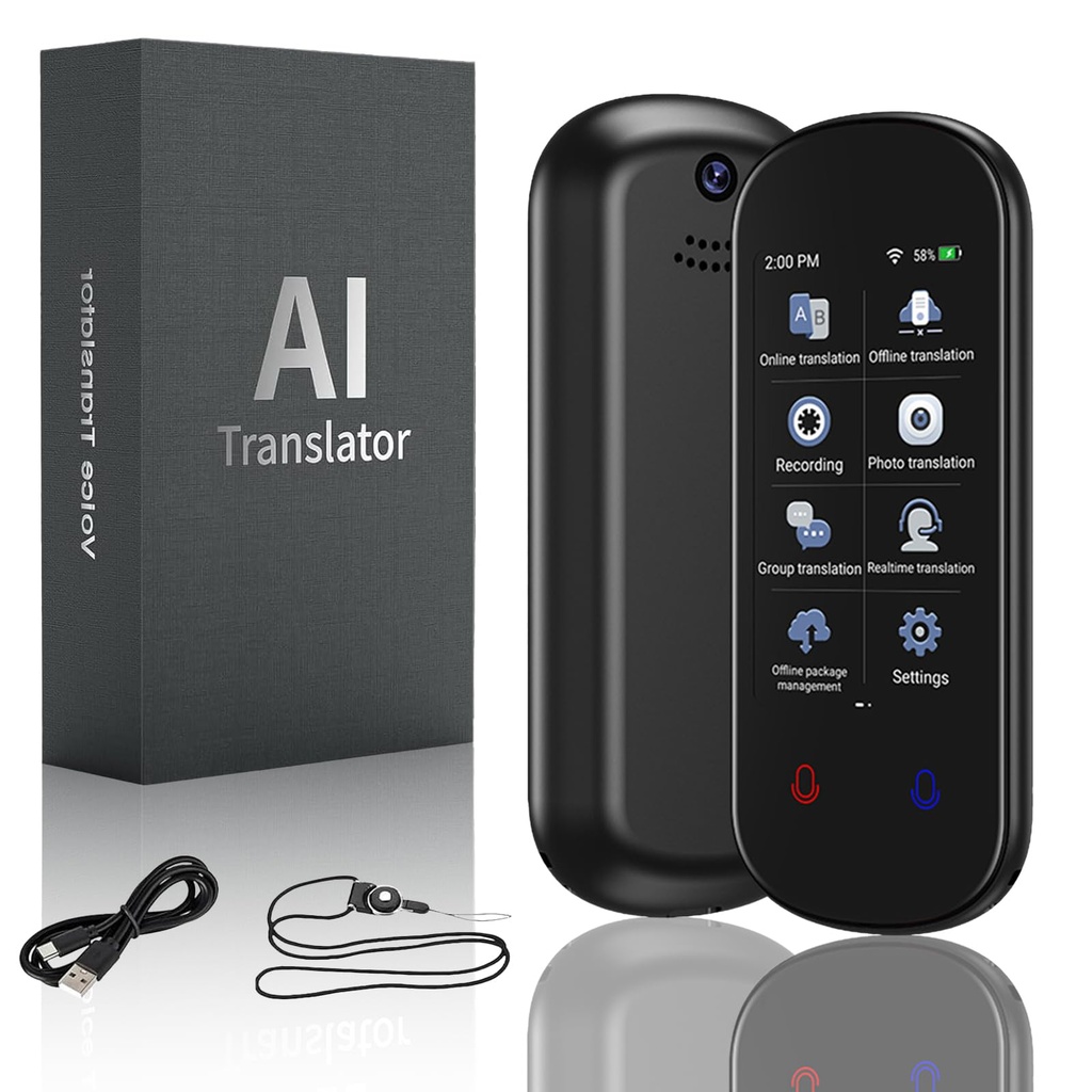 Language Translator Device, Real-Time Voice Translation No WiFi 139 Languages Two Way Instan