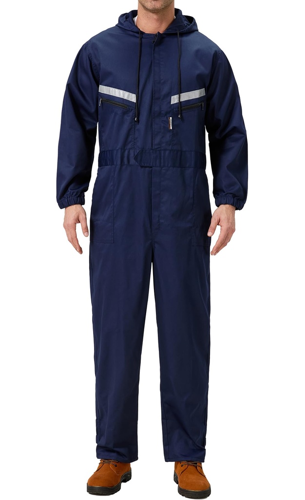 Yukirtiq Men's Workwear Hooded Boilersuit Coverall with Multi Pockets, Heavy Duty Size Small
