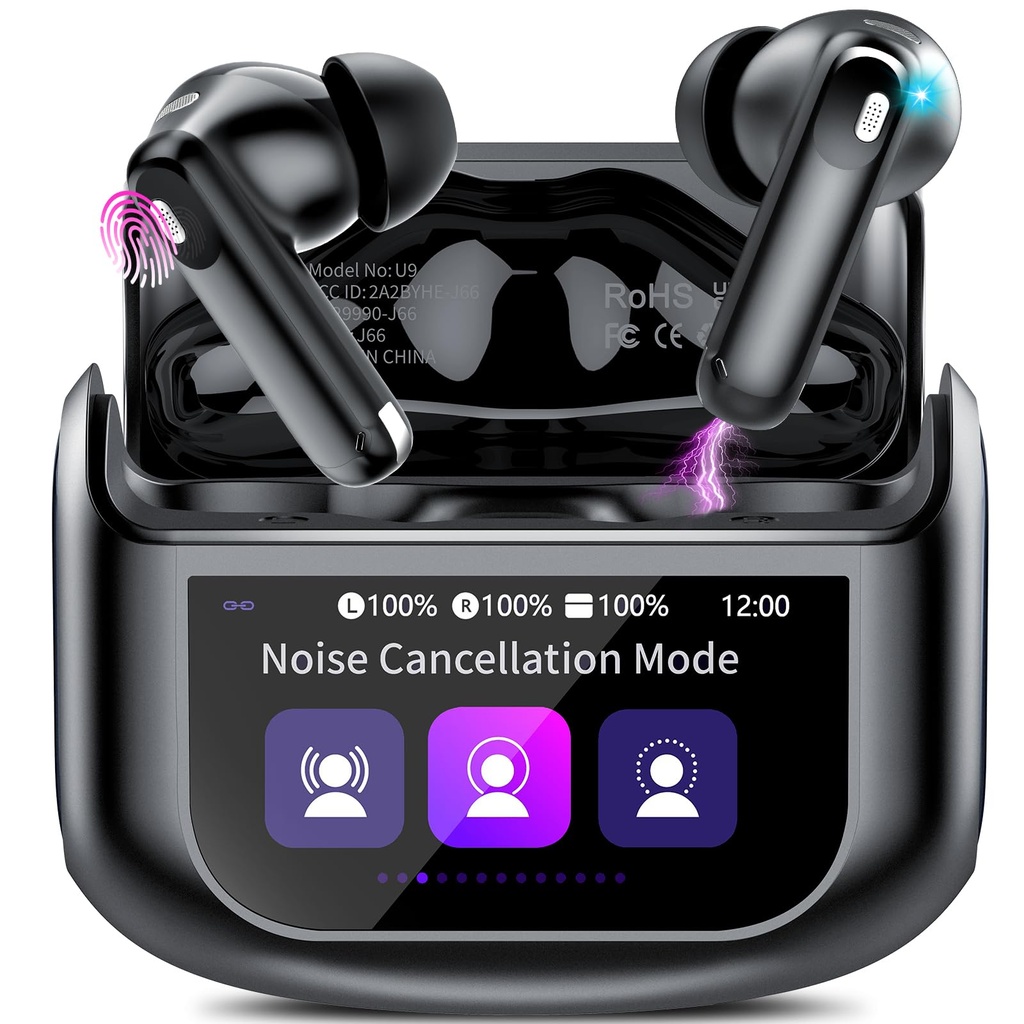 Wireless Earbuds, Bluetooth 5.4 Ear buds with Multifunctional Touch Screen, 48H HiFi Stereo