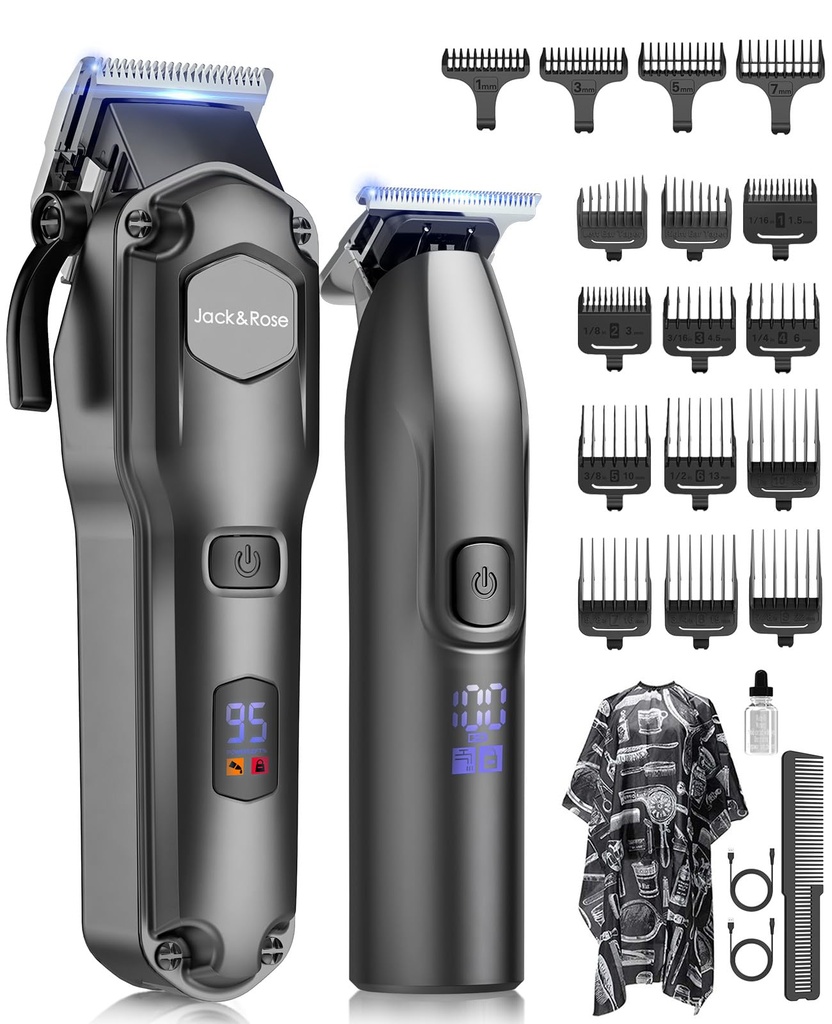 Jack&Rose Hair Clippers Men and Trimmers Set, IPX7 Waterproof Cordless Hair Clippers for Men