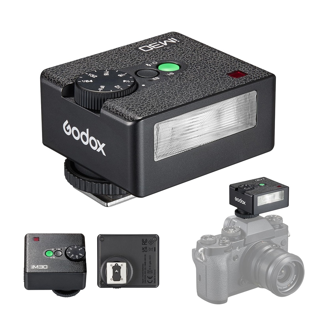 Godox iM30 Mini On-Camera Flash GN15 Speedlite 3.6s Recycle Time with Single-contact Hot