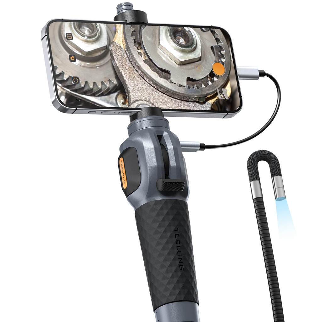 Teslong Two-Way Articulating Borescope with Light, USB-C Endoscope Inspection Camera 